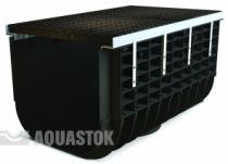 Лоток водоотводный Аквасток пластиковый ЛВП PROFI DN500 в комплекте с решеткой DN500 C250 "Косичка"