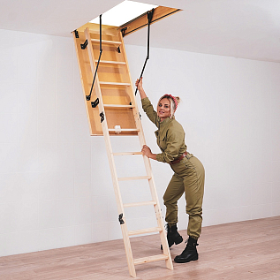 Купить Чердачная лестница деревянная с люком 26мм OMAN PRIMA STANDARD 60х120х280см - изображение 7