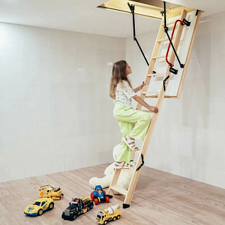 Купить Чердачная лестница деревянная с люком 26мм OMAN TERMO 60х120х280см - изображение 5