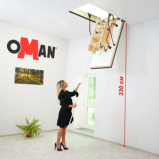 Купить Чердачная лестница деревянная с люком 26мм OMAN TERMO LONG 60х120х330см - изображение 3