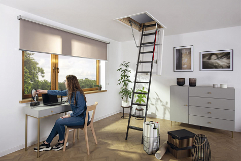 Купить Супертеплоизоляционная металлическая чердачная лестница FAKRO LMT 70х130х280см - изображение 2